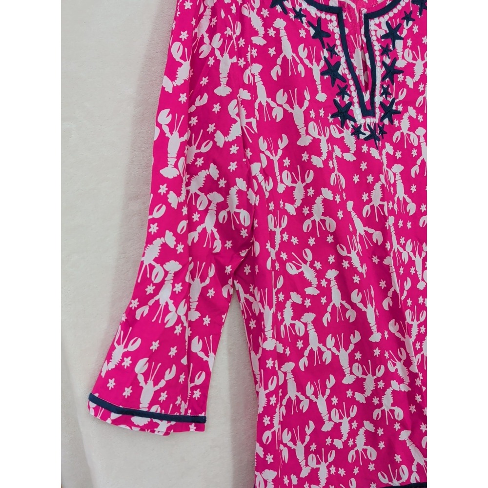 Talbots Lobster Rockstar Tunic Top Womens XL Pink Beach Preppy Resortwear Casual - Picture 4 of 9